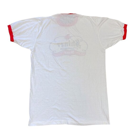 Vintage Shiner Premium Beer Tshirt 70s XL Ringer Tee Texas Velva Sheen Paper Tag - Picture 7 of 8